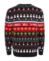 mehrfarbiger Pullover mit einem Rundhalsausschnitt mit Weihnachten Muster von BLEND