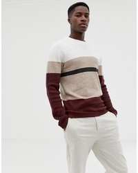 mehrfarbiger Pullover mit einem Rundhalsausschnitt von Selected Homme