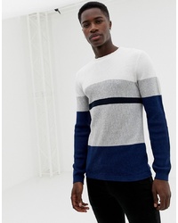 mehrfarbiger Pullover mit einem Rundhalsausschnitt von Selected Homme