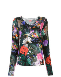 mehrfarbiger Pullover mit einem V-Ausschnitt mit Blumenmuster von Mary Katrantzou
