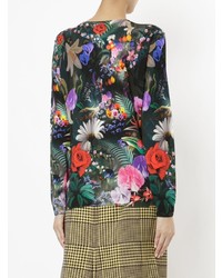 mehrfarbiger Pullover mit einem V-Ausschnitt mit Blumenmuster von Mary Katrantzou