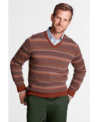 mehrfarbiger Pullover mit einem V-Ausschnitt