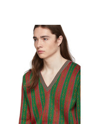 mehrfarbiger Pullover mit einem V-Ausschnitt von Gucci