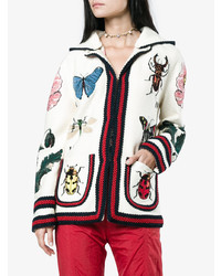 mehrfarbiger Pullover mit einer Kapuze mit Blumenmuster von Gucci
