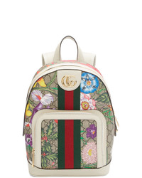 mehrfarbiger Segeltuch Rucksack mit Blumenmuster von Gucci