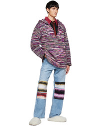 mehrfarbiger Strick Pullover mit einem Kapuze von Anna Sui