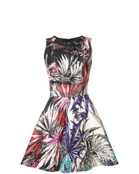 mehrfarbiges ausgestelltes Kleid mit Blumenmuster von Fausto Puglisi