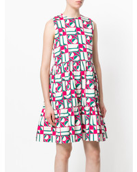 mehrfarbiges ausgestelltes Kleid mit geometrischem Muster von La Doublej
