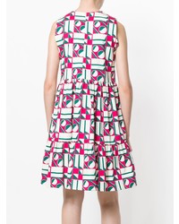 mehrfarbiges ausgestelltes Kleid mit geometrischem Muster von La Doublej