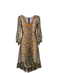 mehrfarbiges ausgestelltes Kleid mit Leopardenmuster von Marco De Vincenzo