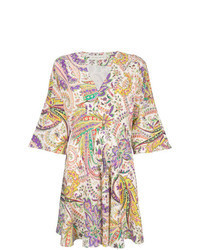 mehrfarbiges ausgestelltes Kleid mit Paisley-Muster