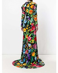 mehrfarbiges Ballkleid mit Blumenmuster von Gucci