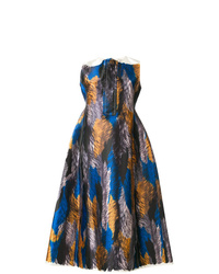 mehrfarbiges bedrucktes ausgestelltes Kleid aus Seide