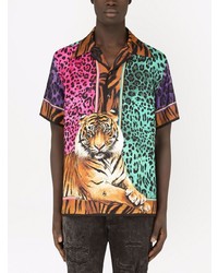 mehrfarbiges bedrucktes Kurzarmhemd von Dolce & Gabbana