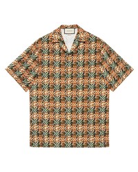 mehrfarbiges bedrucktes Kurzarmhemd von Gucci
