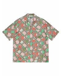 mehrfarbiges bedrucktes Kurzarmhemd von Gucci