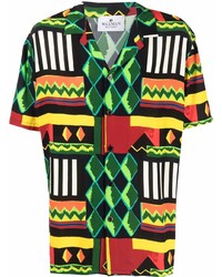 mehrfarbiges bedrucktes Kurzarmhemd von Waxman Brothers