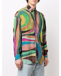 mehrfarbiges bedrucktes Langarmhemd von Costumein