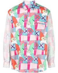 mehrfarbiges bedrucktes Langarmhemd von Comme Des Garcons SHIRT