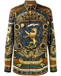 mehrfarbiges bedrucktes Langarmhemd von Dolce & Gabbana
