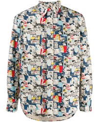mehrfarbiges bedrucktes Langarmhemd von Gitman Vintage