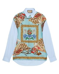 mehrfarbiges bedrucktes Langarmhemd von Gucci