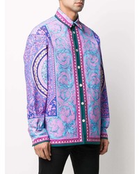 mehrfarbiges bedrucktes Langarmhemd von Versace