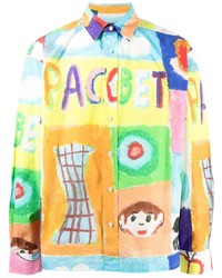 mehrfarbiges bedrucktes Langarmhemd von PACCBET