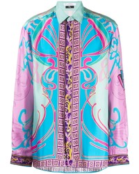 mehrfarbiges bedrucktes Langarmhemd von Versace Collection
