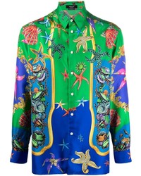 mehrfarbiges bedrucktes Langarmhemd von Versace