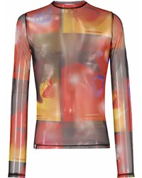 mehrfarbiges bedrucktes Langarmshirt aus Netzstoff von Charles Jeffrey Loverboy
