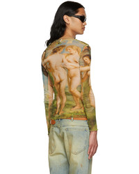mehrfarbiges bedrucktes Langarmshirt aus Netzstoff von Jean Paul Gaultier