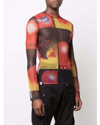 mehrfarbiges bedrucktes Langarmshirt aus Netzstoff von Charles Jeffrey Loverboy