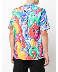 mehrfarbiges bedrucktes Leinen Kurzarmhemd von Vilebrequin