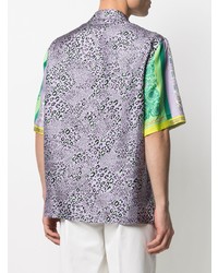 mehrfarbiges bedrucktes Seide Kurzarmhemd von Versace