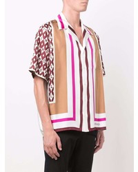 mehrfarbiges bedrucktes Seide Kurzarmhemd von Valentino