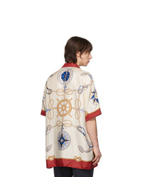 mehrfarbiges bedrucktes Seide Kurzarmhemd von Gucci