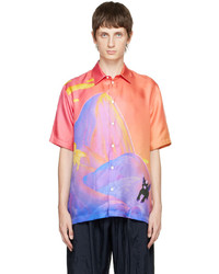 mehrfarbiges bedrucktes Seide Kurzarmhemd von Stella McCartney