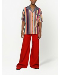 mehrfarbiges bedrucktes Seide Kurzarmhemd von Dolce & Gabbana