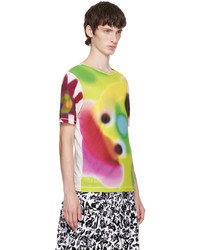 mehrfarbiges bedrucktes T-Shirt mit einem Rundhalsausschnitt aus Netzstoff von Chopova Lowena