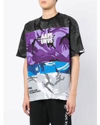 mehrfarbiges bedrucktes T-Shirt mit einem Rundhalsausschnitt von AAPE BY A BATHING APE