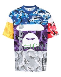 mehrfarbiges bedrucktes T-Shirt mit einem Rundhalsausschnitt von AAPE BY A BATHING APE