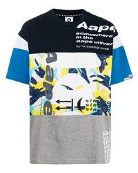 mehrfarbiges bedrucktes T-Shirt mit einem Rundhalsausschnitt von AAPE BY A BATHING APE
