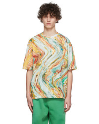 mehrfarbiges bedrucktes T-Shirt mit einem Rundhalsausschnitt von Acne Studios