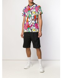 mehrfarbiges bedrucktes T-Shirt mit einem Rundhalsausschnitt von Versace