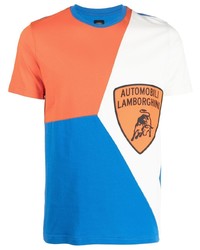 mehrfarbiges bedrucktes T-Shirt mit einem Rundhalsausschnitt von Automobili Lamborghini