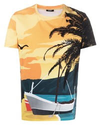 mehrfarbiges bedrucktes T-Shirt mit einem Rundhalsausschnitt von Balmain