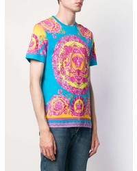 mehrfarbiges bedrucktes T-Shirt mit einem Rundhalsausschnitt von Versace