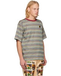 mehrfarbiges bedrucktes T-Shirt mit einem Rundhalsausschnitt von Sky High Farm Workwear
