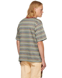 mehrfarbiges bedrucktes T-Shirt mit einem Rundhalsausschnitt von Sky High Farm Workwear